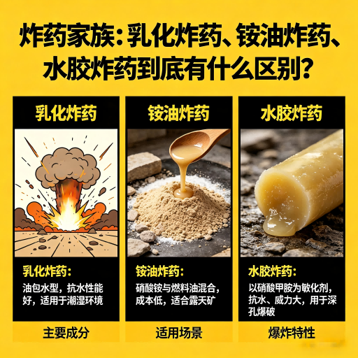 寒亭炸药家族：乳化炸药、铵油炸药、水胶炸药到底有什么区别？